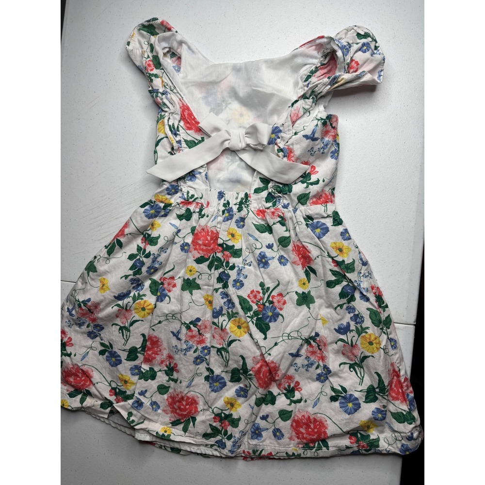 btween Girls Floral Ruffle Bow‎ Back Dress White Size 6X - Picture 2 of 9